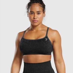 Gymshark Safari Seamless Sports Bra-Black/Asphalt Grey